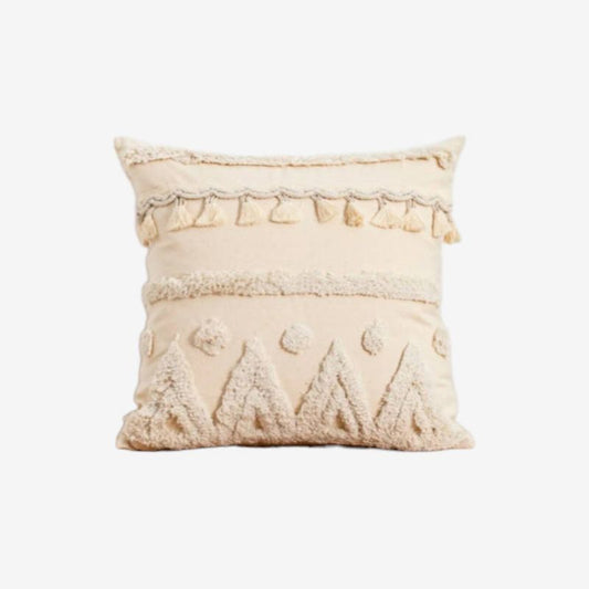 Coussin beige à motif triangulaire