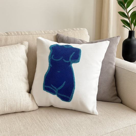 Coussin bleu buste