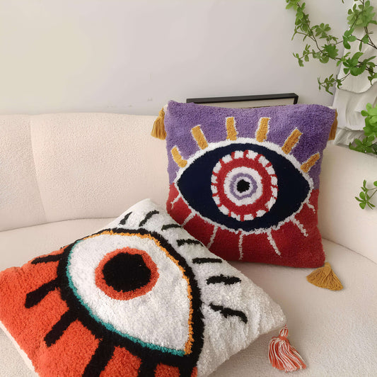 Coussin bohème "Œil protecteur"