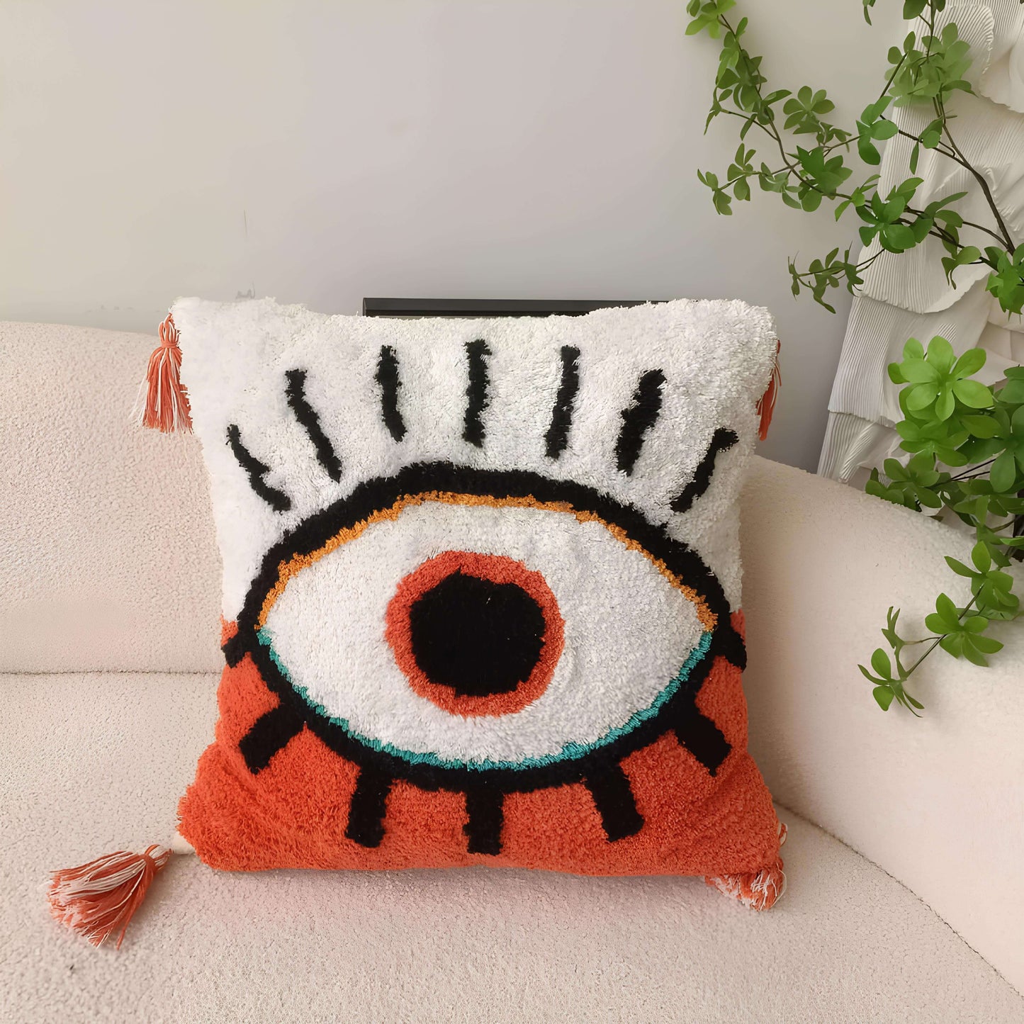 Coussin bohème "Œil protecteur"