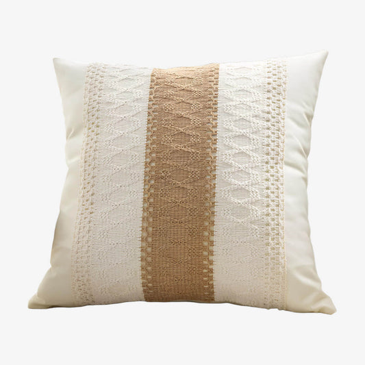 Coussin brodé rayures tissées