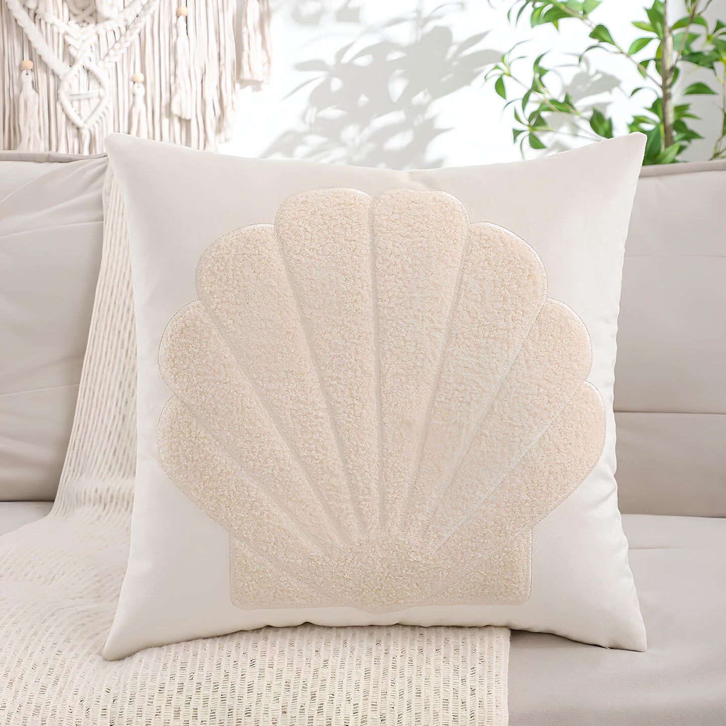 Coussin brodé velours océan