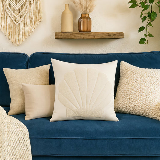Coussin brodé velours océan
