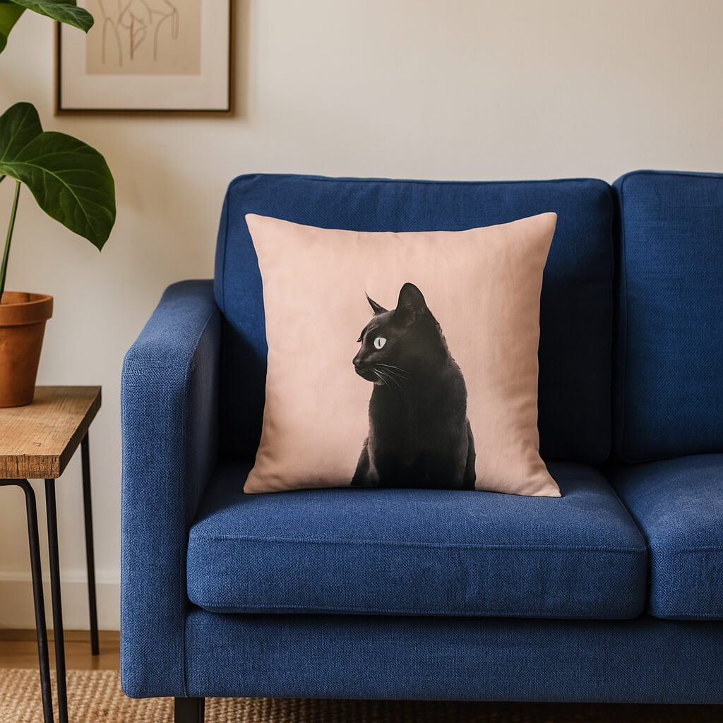Coussin chat portrait vie paisible