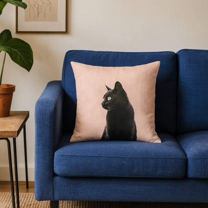 Coussin chat portrait vie paisible
