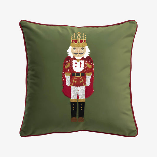 Coussin de noël brodé casse-noisette