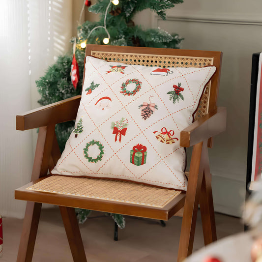 Coussin de noël brodé
