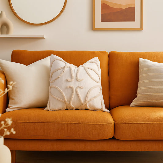 Coussin fibres bouclées minimaliste