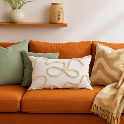 Coussin fibres bouclées minimaliste
