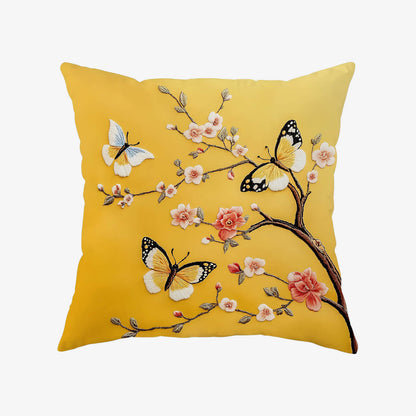 Coussin jaune broderie