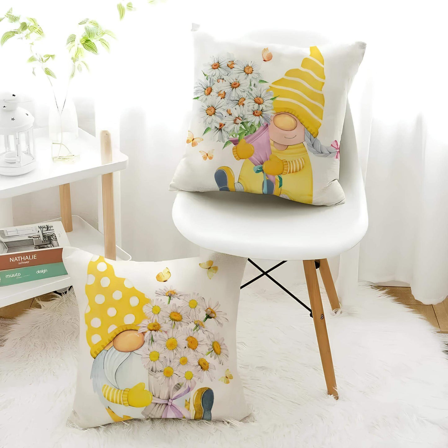 Coussin jaune marguerites