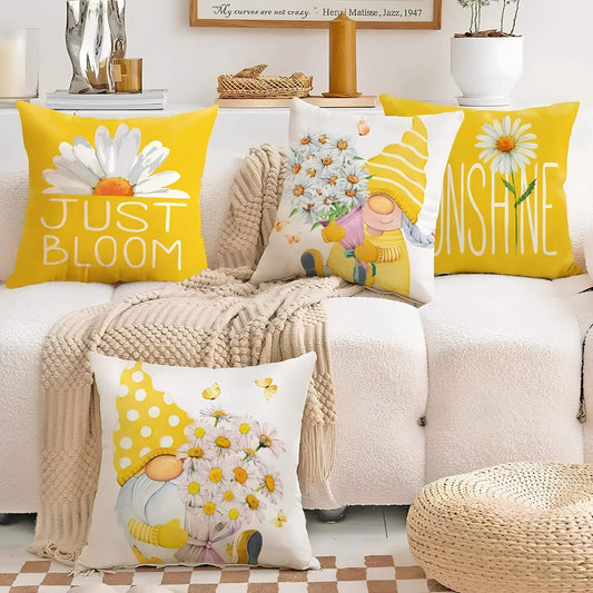 Coussin jaune marguerites