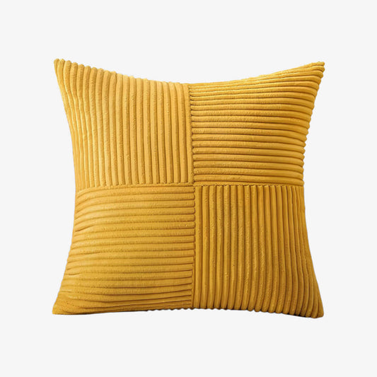 Coussin jaune moutarde côtelé