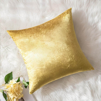 Coussin jaune velours doré