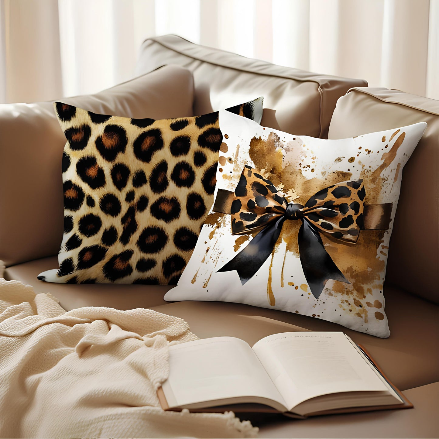 Coussin léopard décoratif
