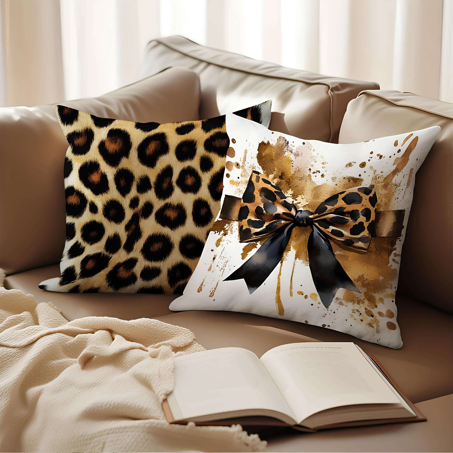 Coussin léopard décoratif