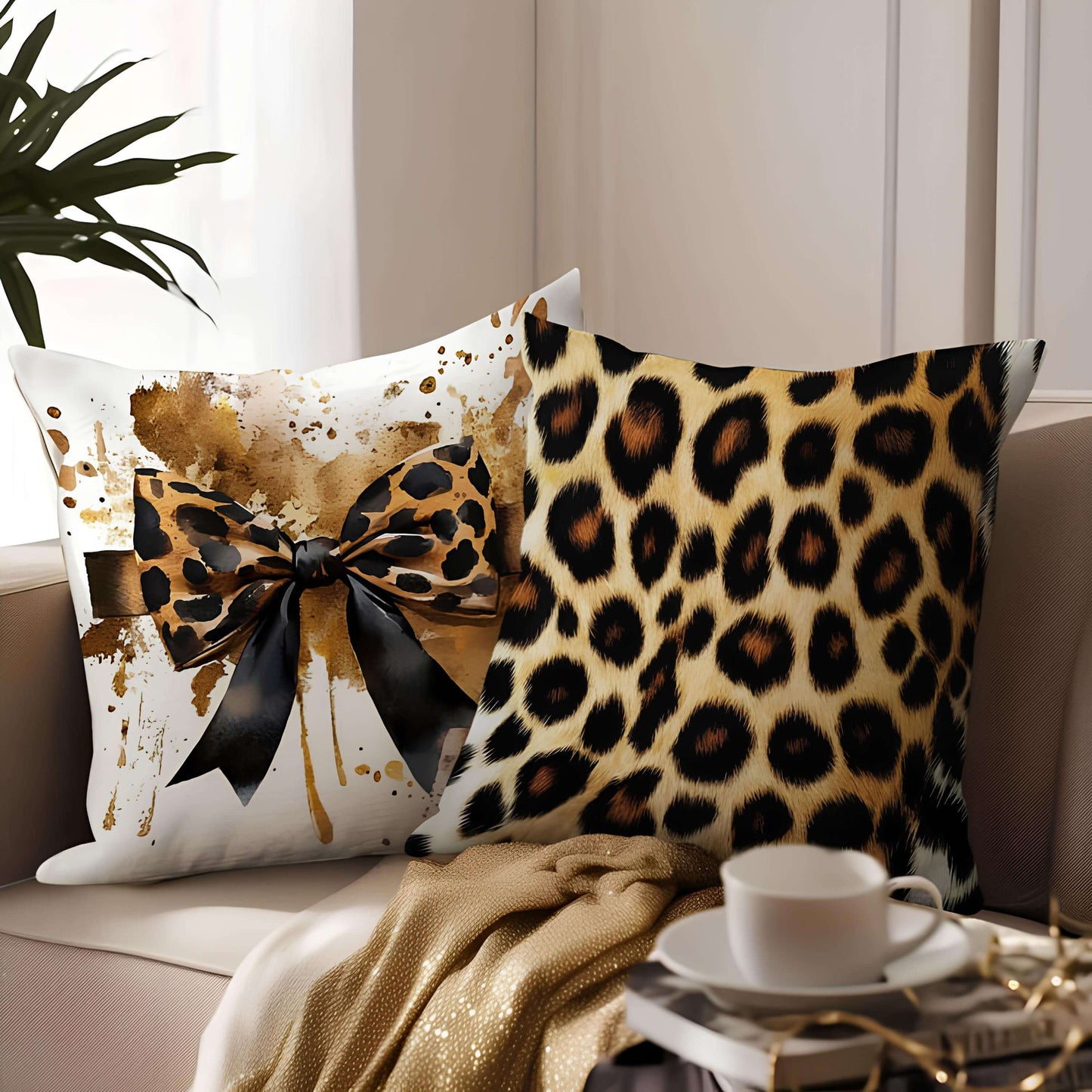 Coussin léopard décoratif