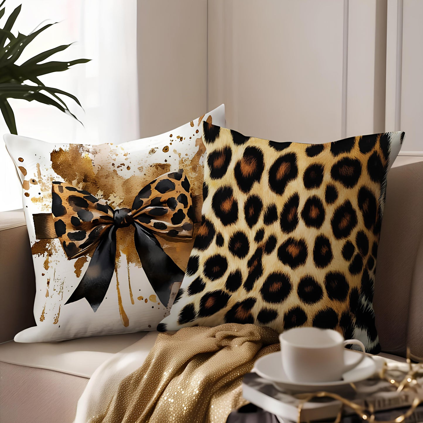 Coussin léopard décoratif
