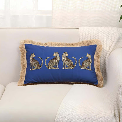 Coussin léopard franges - rectangulaire