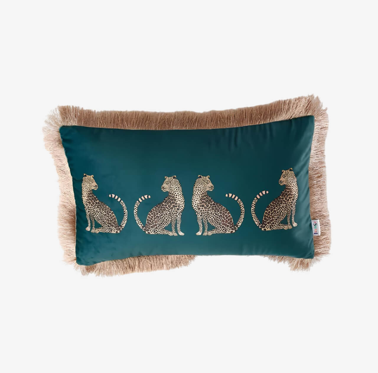 Coussin léopard franges - rectangulaire