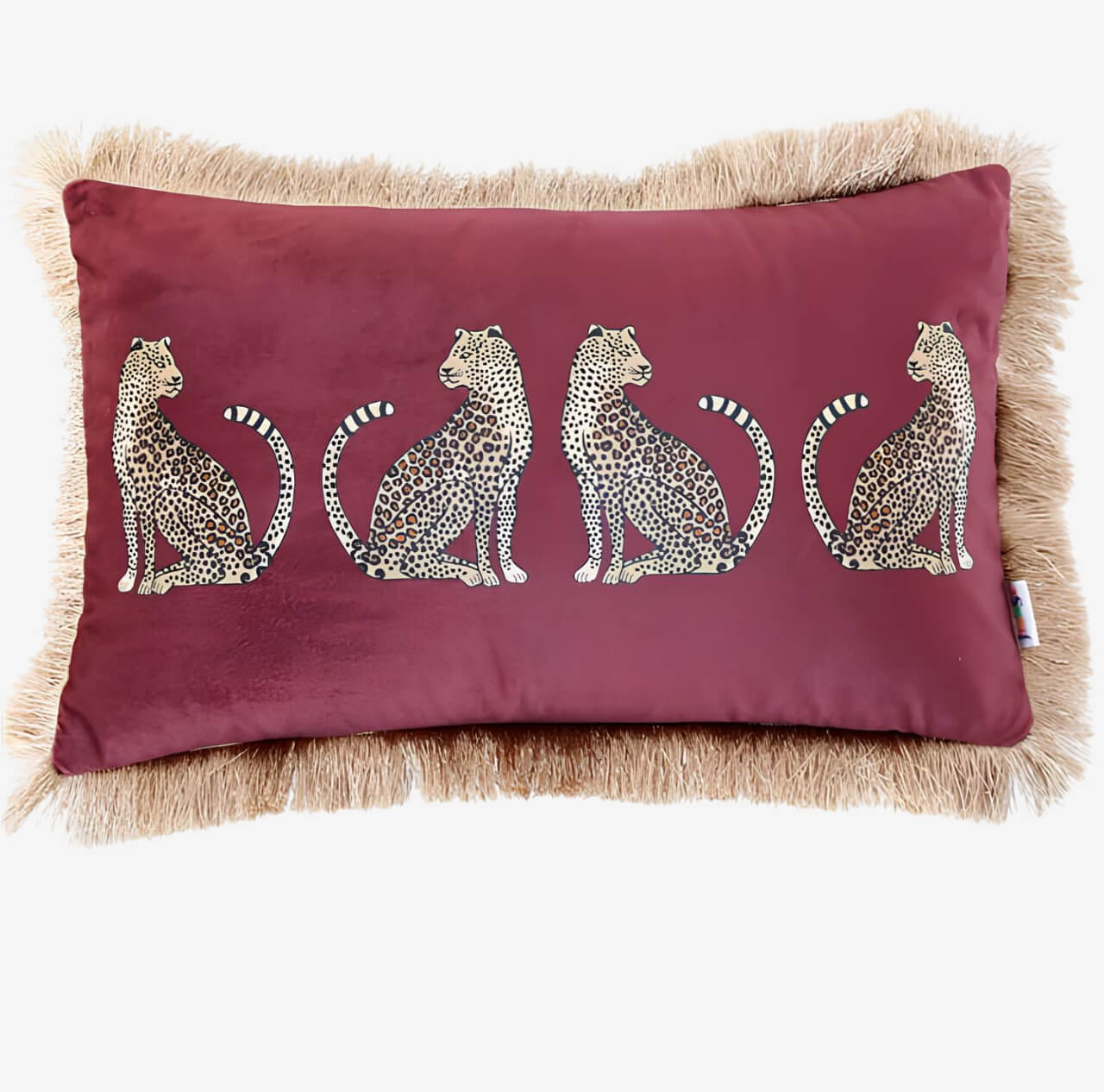 Coussin léopard franges - rectangulaire