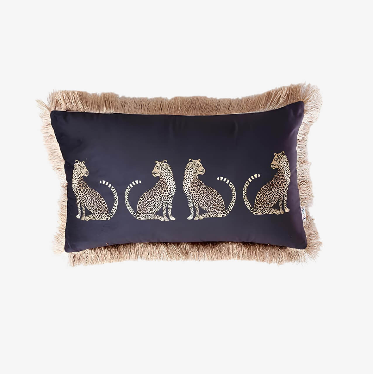 Coussin léopard franges - rectangulaire