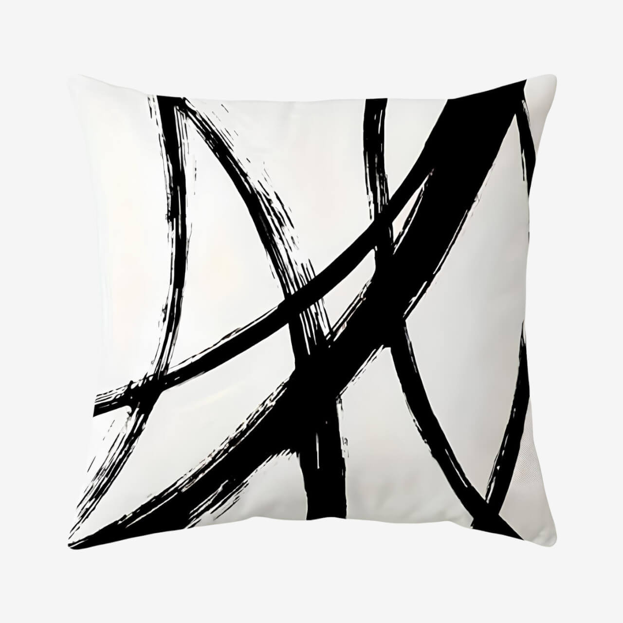 Coussin noir et blanc art abstrait