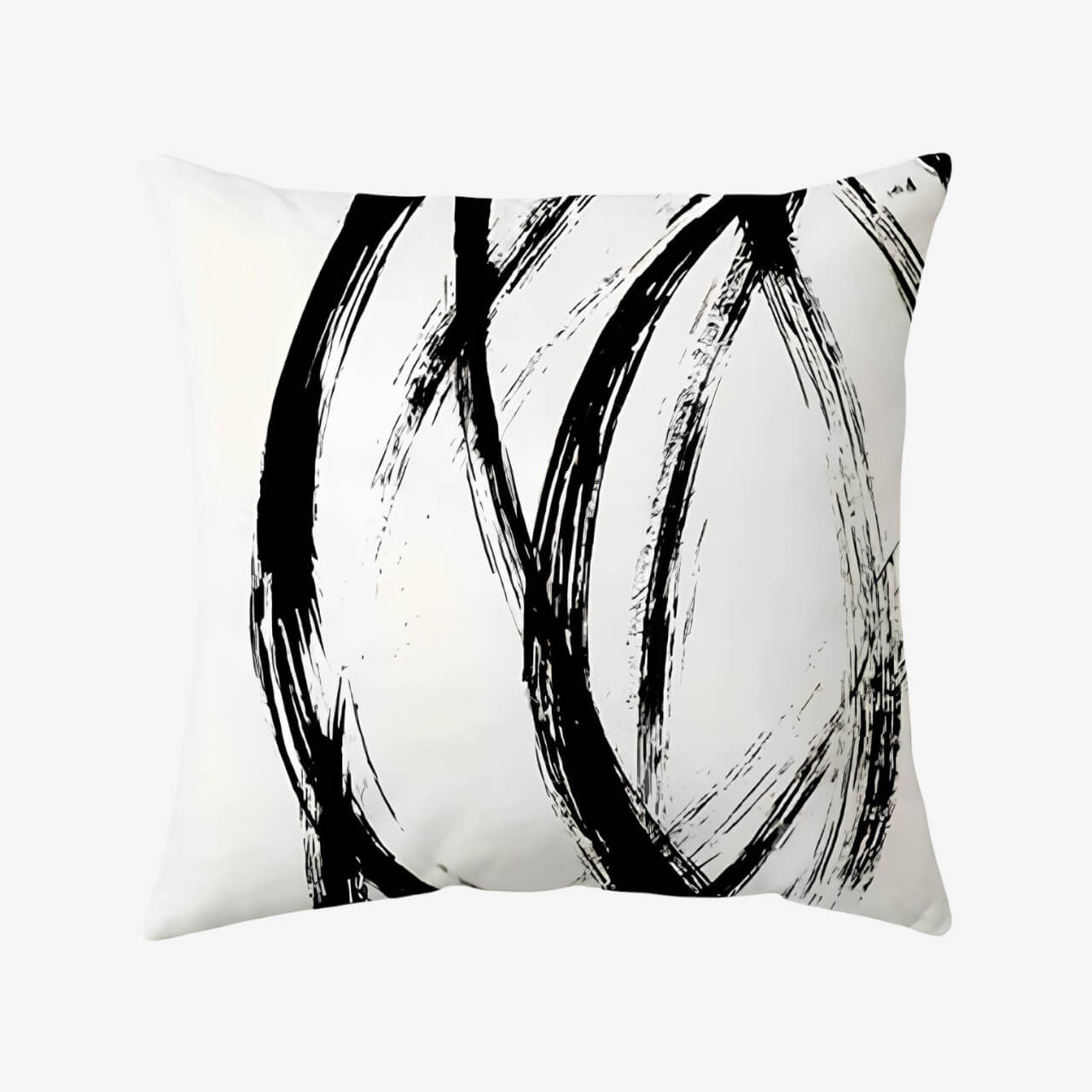 Coussin noir et blanc art abstrait
