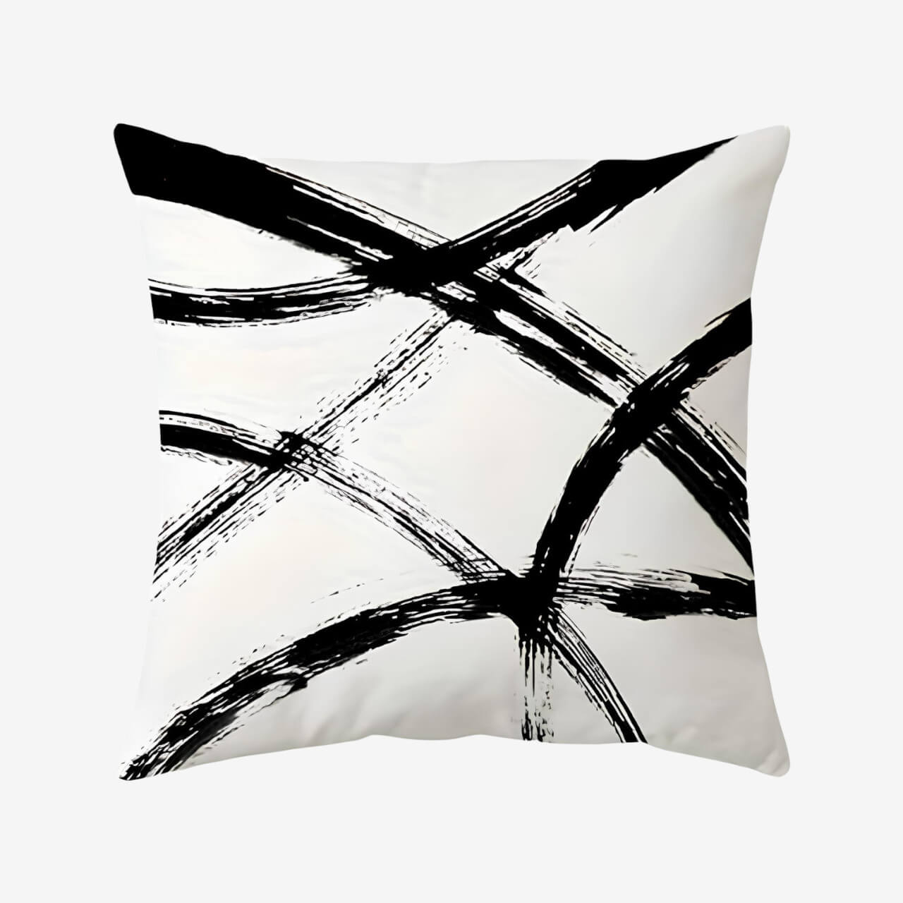 Coussin noir et blanc art abstrait