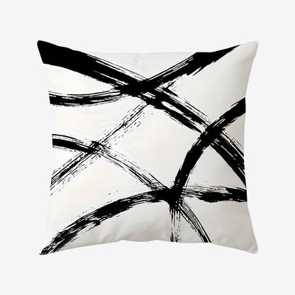 Coussin noir et blanc art abstrait