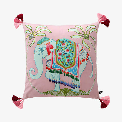 Coussin rose avec motif éléphant