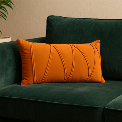 Coussin velours rayé orange