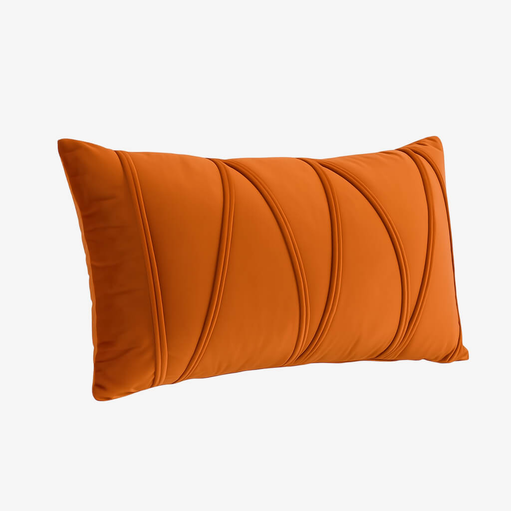 Coussin velours rayé orange