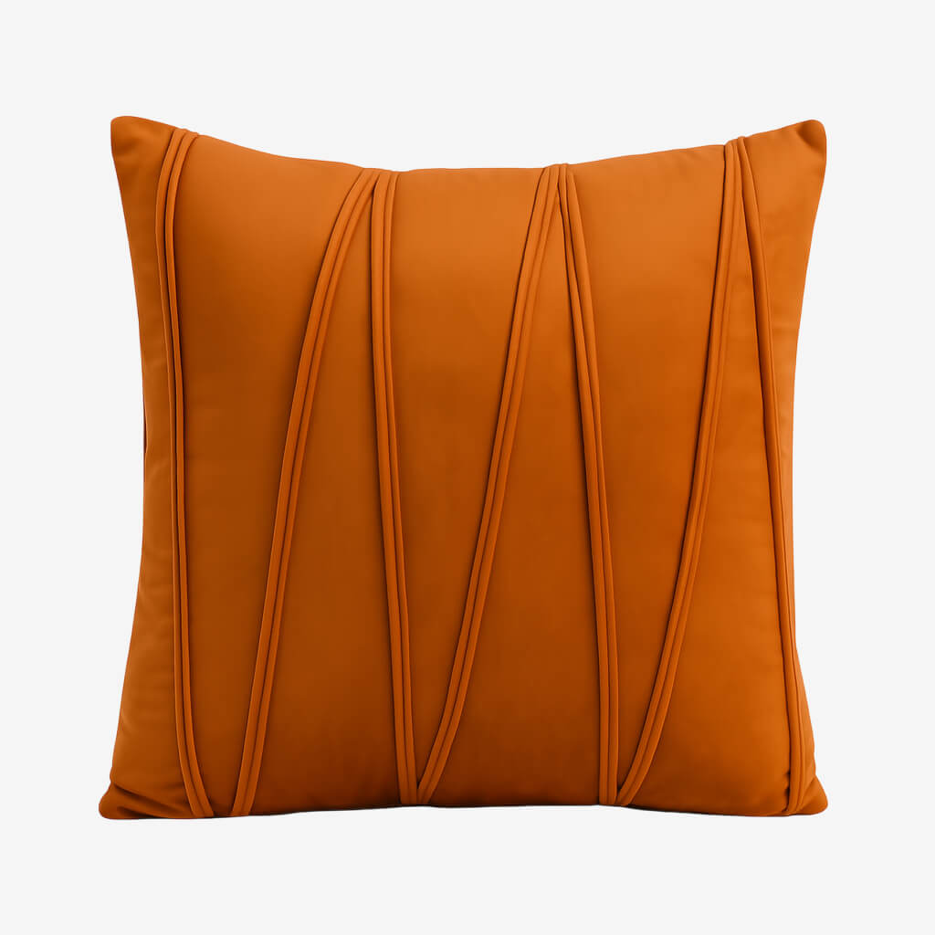 Coussin velours rayé orange
