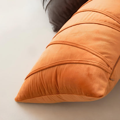 Coussin velours rayé orange