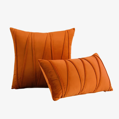 Coussin velours rayé orange