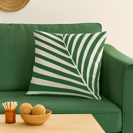 Coussin vert motif feuilles