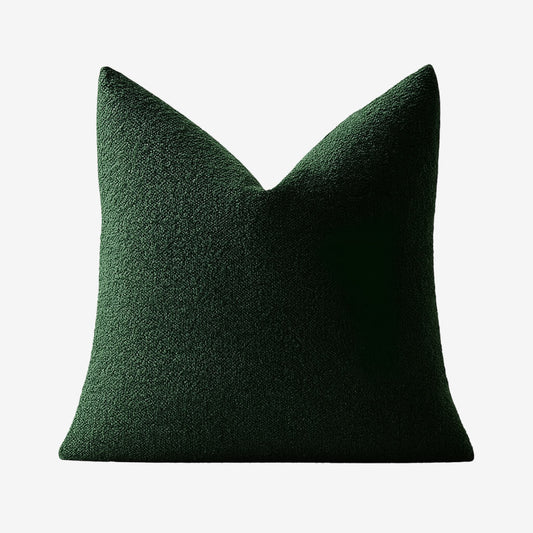 Coussin vert texture bouclée